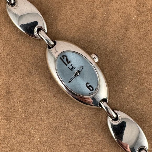 Vintage Movado ESQ Stainless Steel Watch Blue dial 